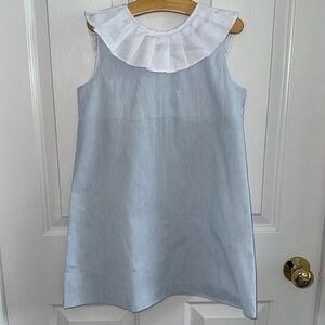 NWOT Striped blue and white pleated collar dress